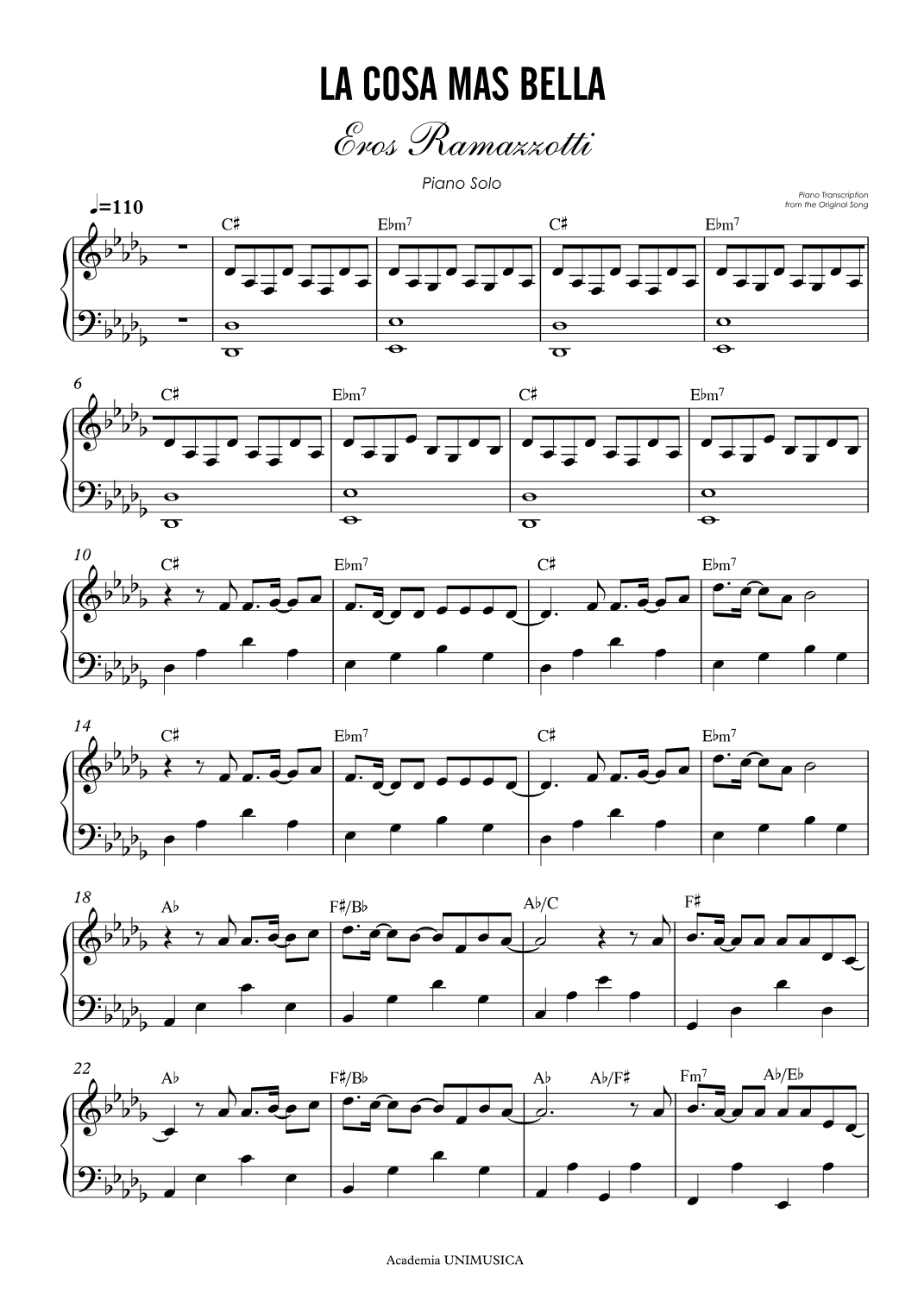 Piu Bella Cosa (arr. Academia Unimusica)