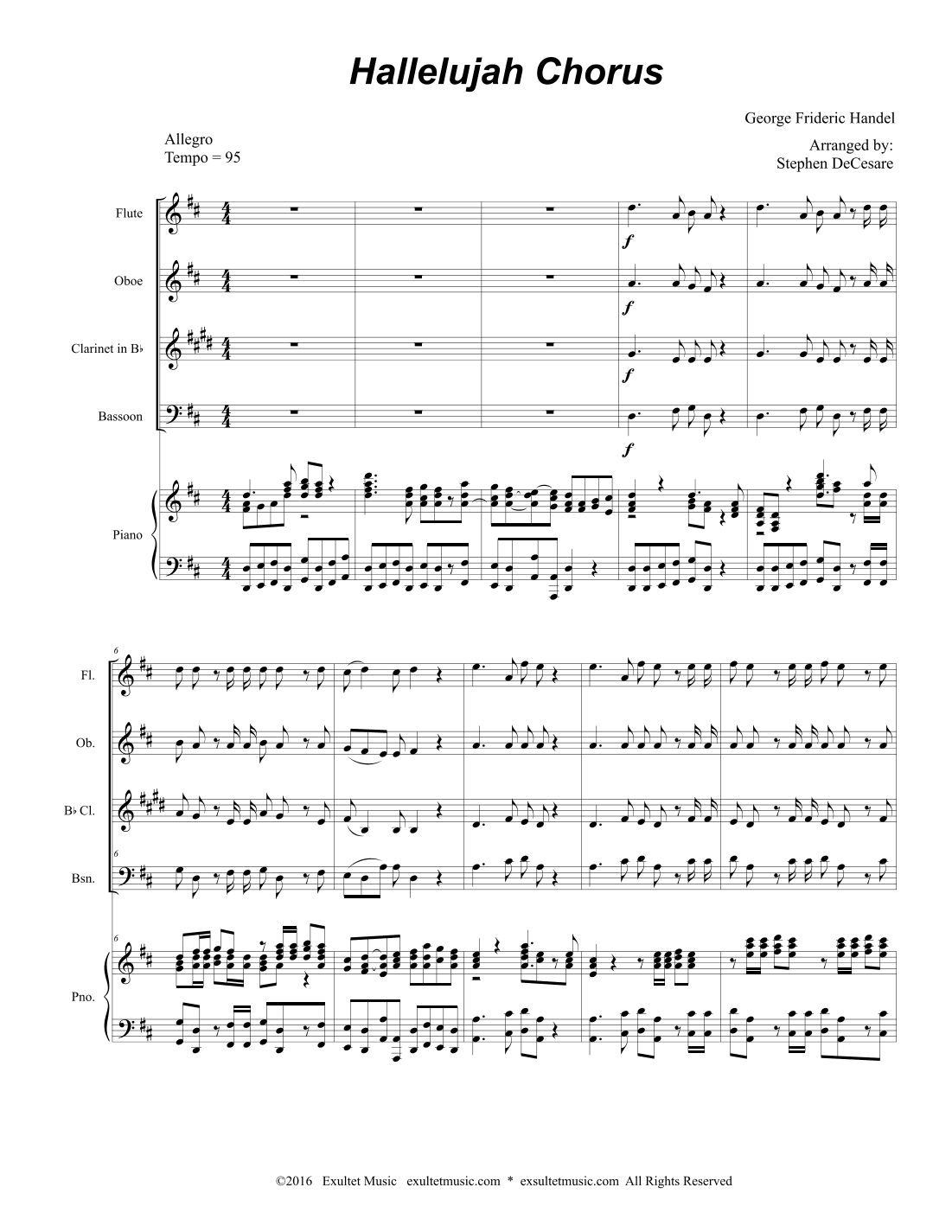 Hallelujah Chorus (Woodwind Quartet and Piano) (arr. Stephen DeCesare)