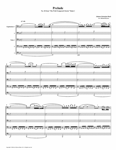 Prelude 10 from Well-Tempered Clavier, Book 1 (Euphonium-Tuba Quintet) (arr. Richard Byrnes)