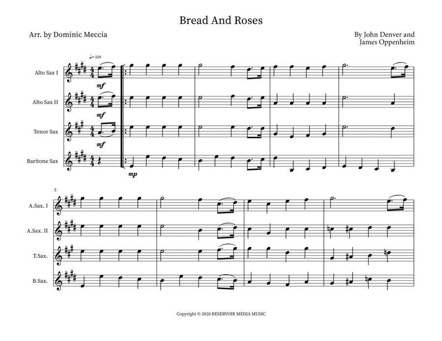 Bread And Roses (arr. Dominic Meccia)