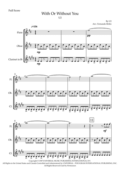 With Or Without You (arr. Fabio Britto)