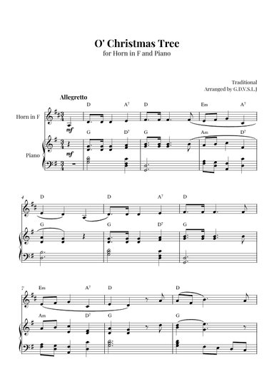 O' Christmas Tree (arr. G.D.V.S.L.J)