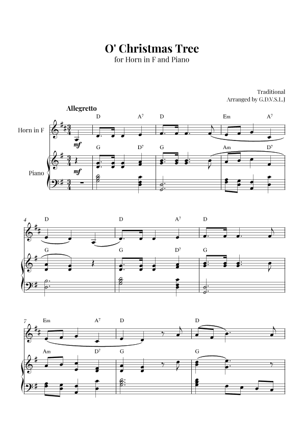 O' Christmas Tree (arr. G.D.V.S.L.J)