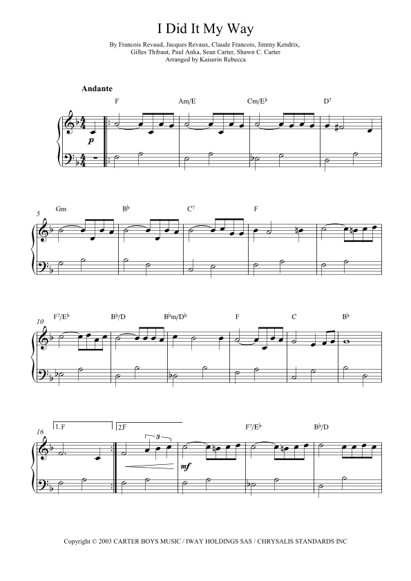 I Did It My Way (arr. Kaiserin Rebecca)
