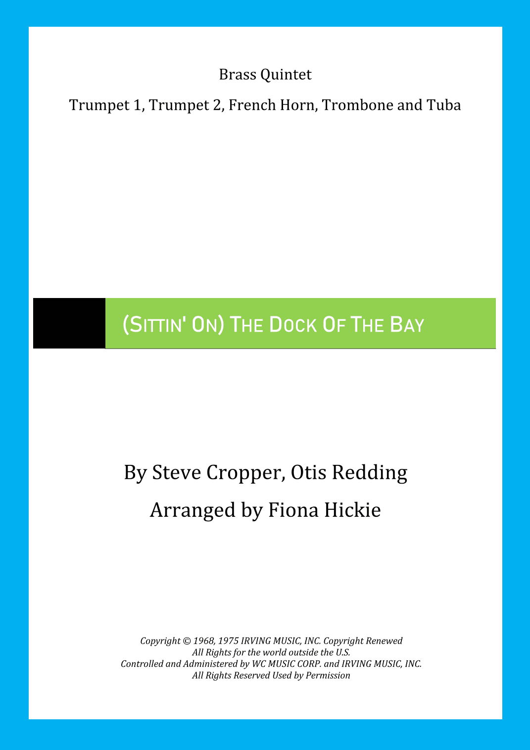 (sittin' On) The Dock Of The Bay (arr. Fiona Hickie)