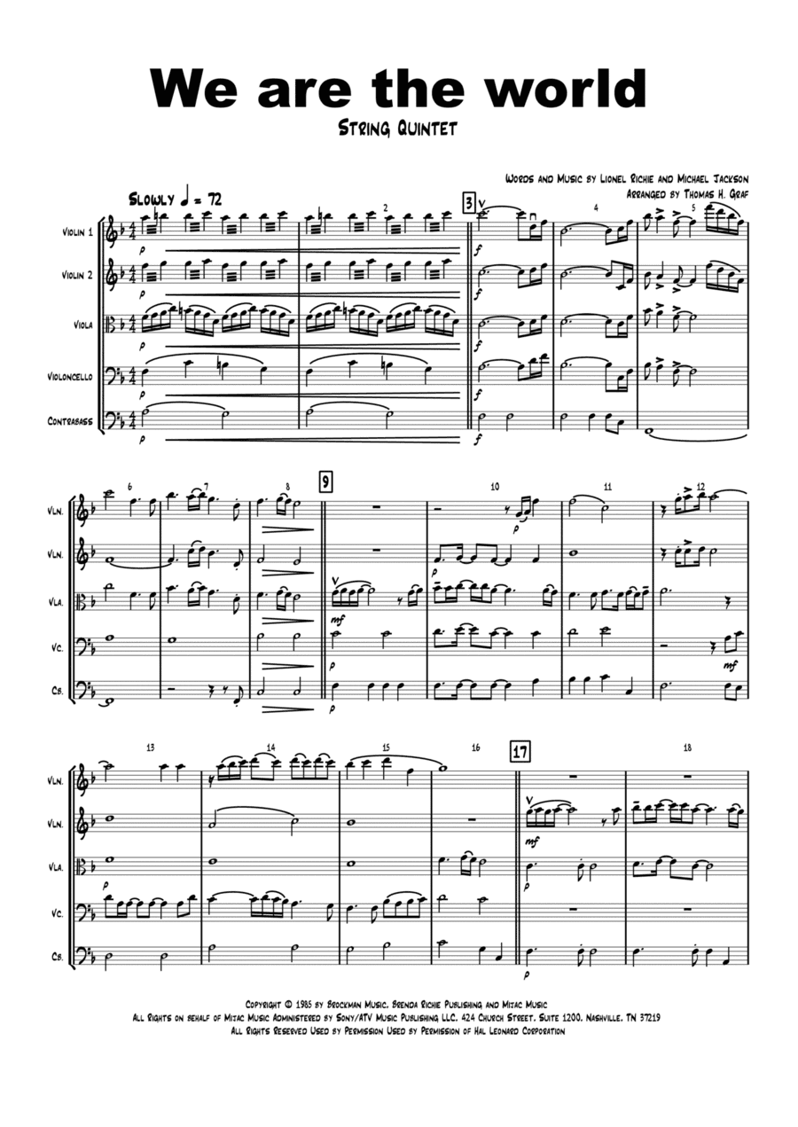 We Are The World (arr. Thomas Graf)