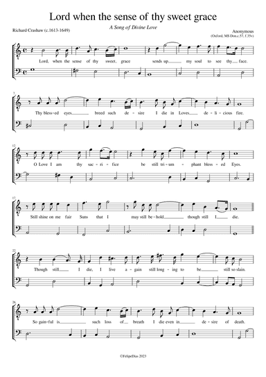 A Song of Divine Love: Lord when the sense of thy sweet grace (arr. Early Music Scores)
