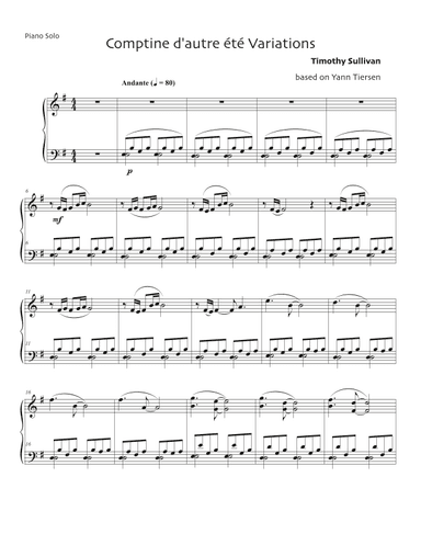 Comptine D'un Autre Été: L'après-midi (arr. Timothy Sullivan)