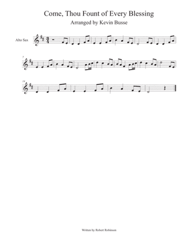 Come, Thou Fount of Every Blessing - Alto Sax (arr. Kevin Busse)