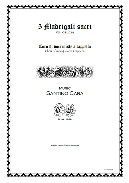 Cinque madrigali sacri per coro di voci miste a cappella