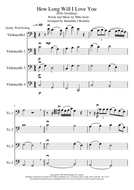How Long Will I Love You (arr. Samantha J Bramley - stringspirational@gmail.com)