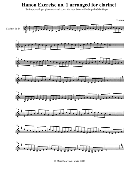 Hanon Exercise no. 1 for clarinet (arr. Meri Dolevski)