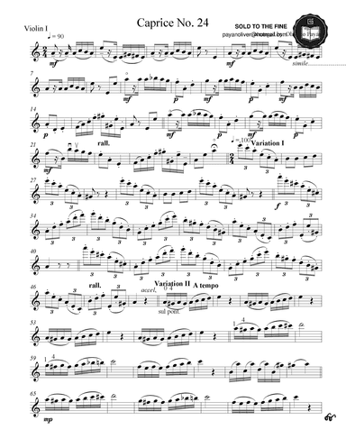 Paganini Caprice 24 for String Quartet (arr. Oliver Payán)