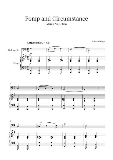 Edward Elgar - Pomp and Circumstance (for Cello and Piano) (arr. Cadenza Editions)