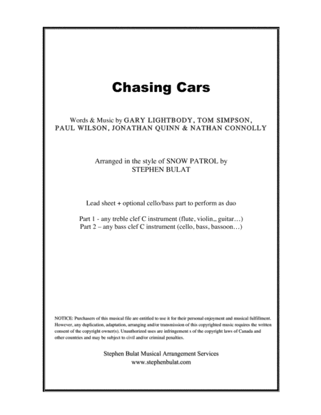 Chasing Cars (arr. Stephen Bulat)