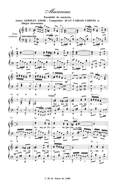 Macarena - Pasodoble por Germán Amor y Juan Carlos Cortés A. (arr. Juan Carlos Cortés A.)