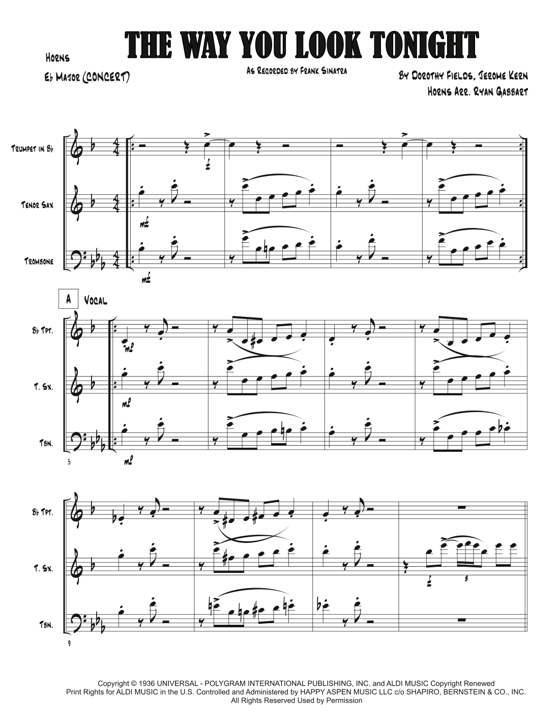 The Way You Look Tonight (arr. Ryan Gabbart)