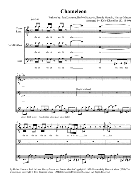 Chameleon (arr. Kyle Kitzmiller)