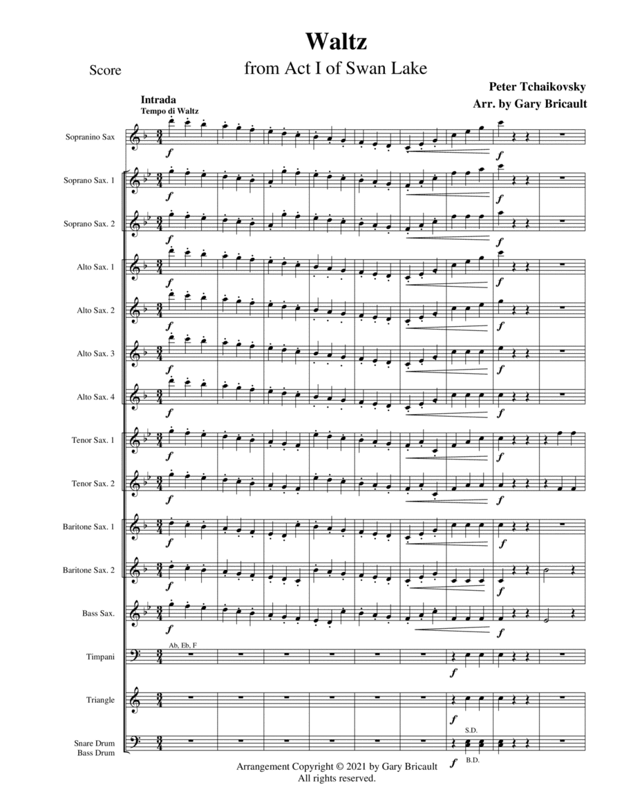 Swan Lake - Waltz from Act I (arr. Gary Bricault)