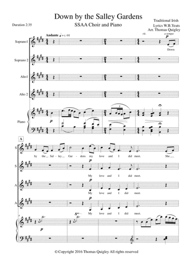Down by the Salley Gardens (arr. Thomas Quigley)