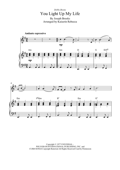 You Light Up My Life (arr. Kaiserin Rebecca)