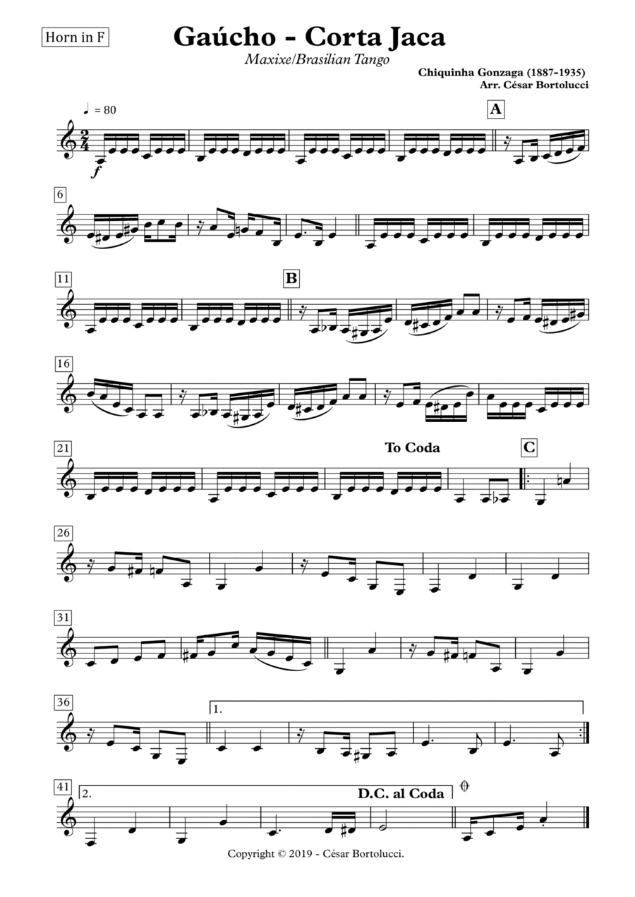 Corta Jaca ou Gaúcho - Horn and Piano (arr. ACT Bortolucci)