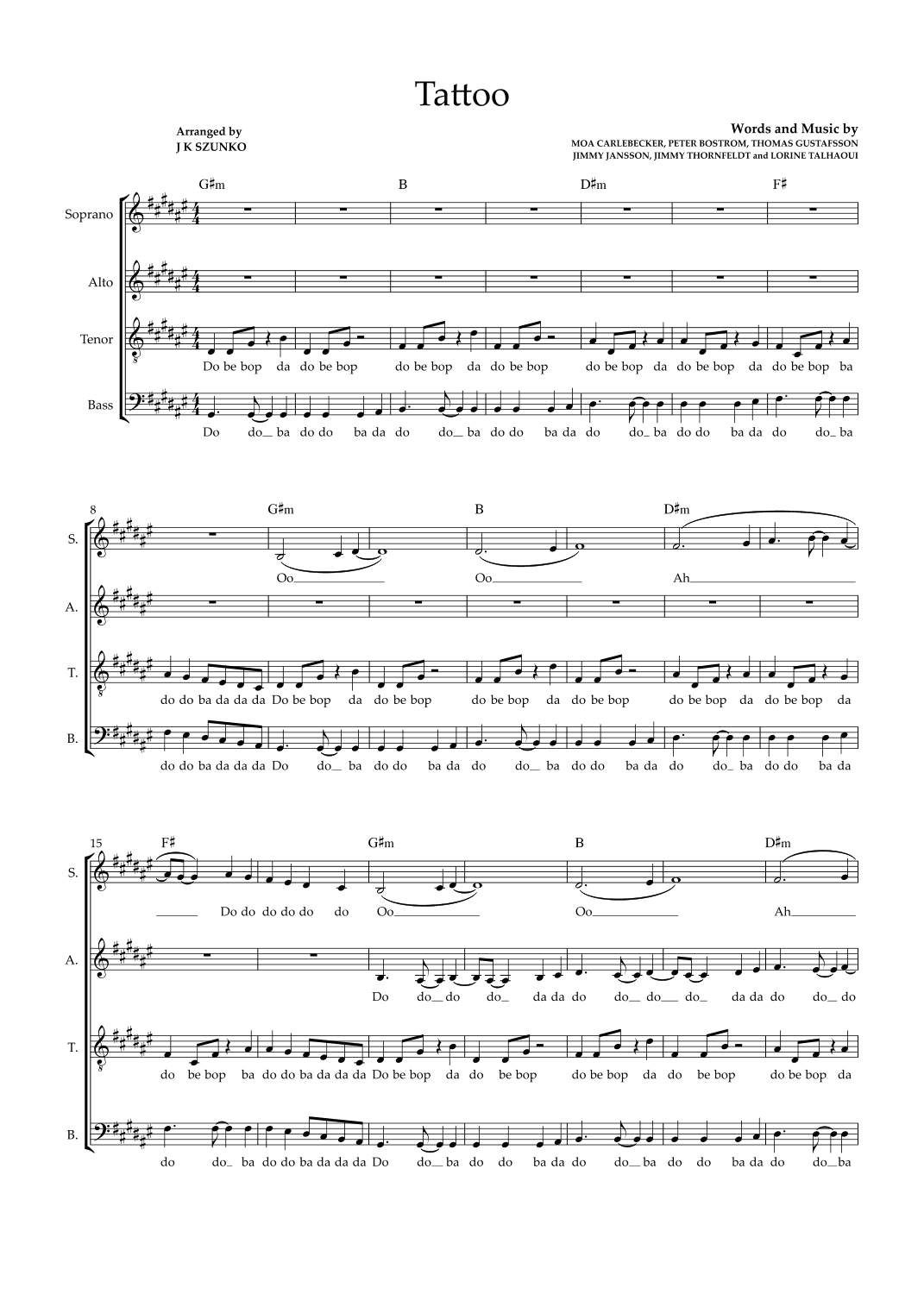 Tattoo (arr. J K Szunko)