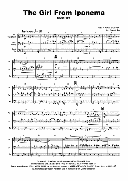 The Girl From Ipanema (Garota De Ipanema) (arr. Thomas H. Graf)