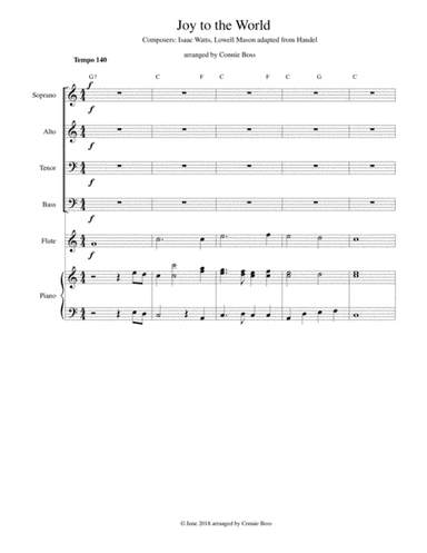 Joy to the World - SATB with optional instruments and piano (arr. Connie Boss)