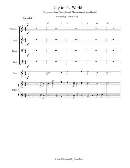 Joy to the World - SATB with optional instruments and piano (arr. Connie Boss)
