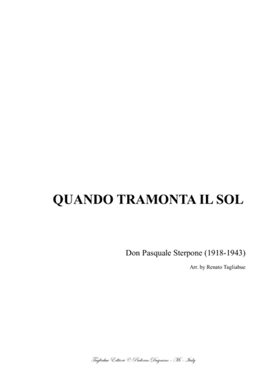 QUANDO TRAMONTA IL SOL - Arr. for SATB Choir and Organ (arr. Renato Tagliabue)