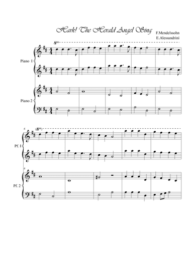 Hark! The herald angel sing. Piano 4 hands (arr. Ester Alessandrini)