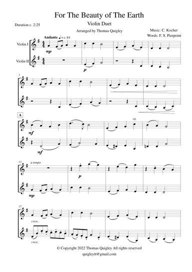 For the Beauty of the Earth (arr. Thomas Quigley)