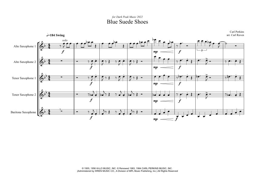 Blue Suede Shoes (arr. Carl Raven)