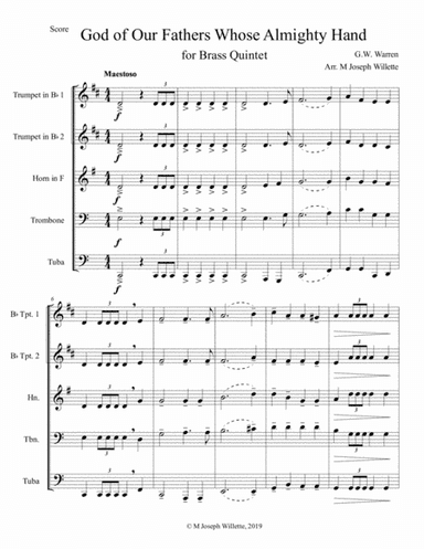 God of Our Fathers Whose Almighty Hand - Brass Quintet (arr. M. Joseph Willette)