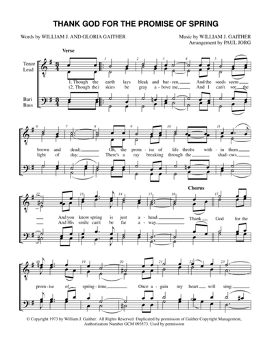Thank God For The Promise Of Spring (arr. Paul A. Jorg)