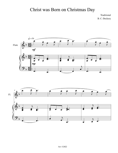 Christ was Born on Christmas Day (Flute Solo with Piano Accompaniment) (arr. B. C. Dockery)