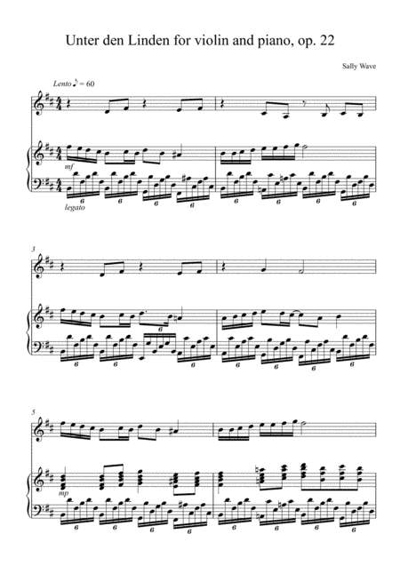 Unter den Linden for violin and piano op 22  - Sally Wave