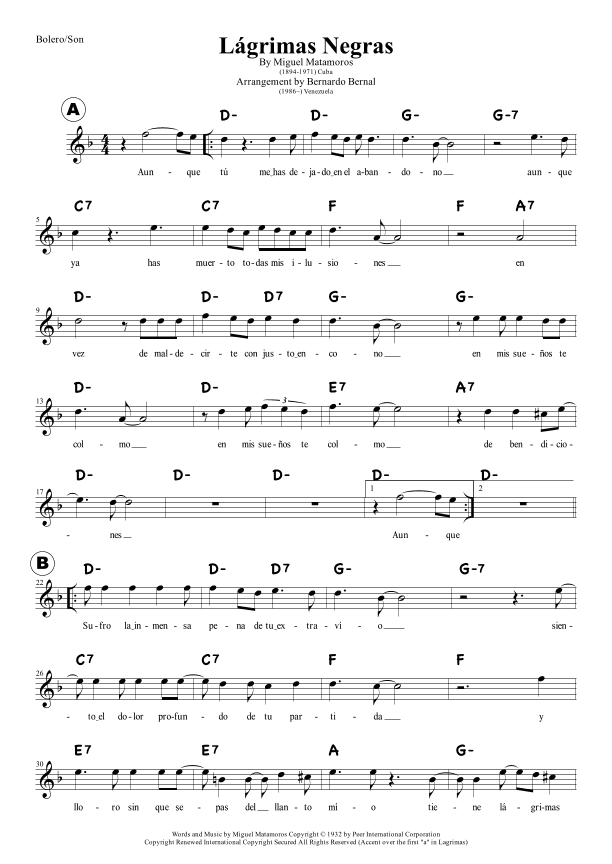 Lagrimas Negras (arr. Bernardo Bernal Hidalgo)