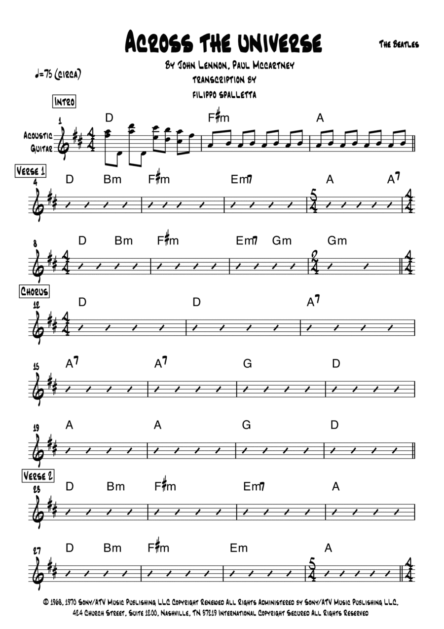 Across The Universe (arr. Filippo Spalletta)