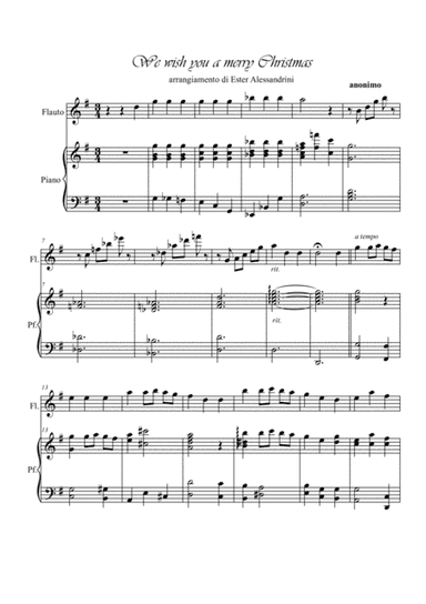 We wish you a merry Christmas. Flute and piano