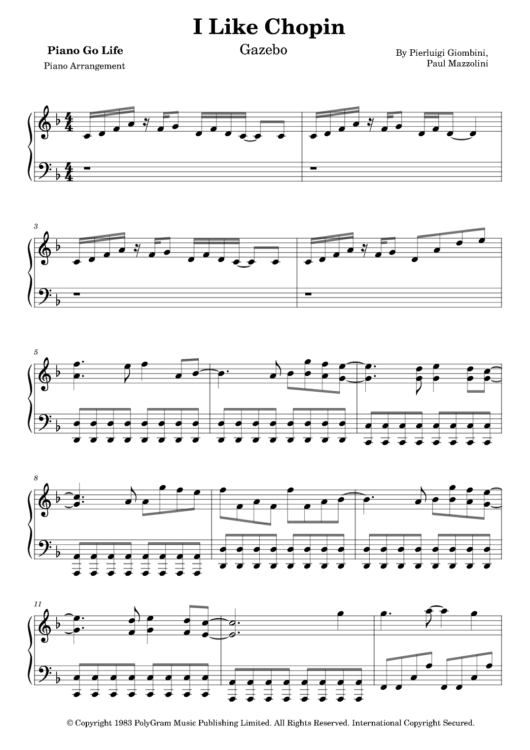 I Like Chopin (arr. Piano Go Life)