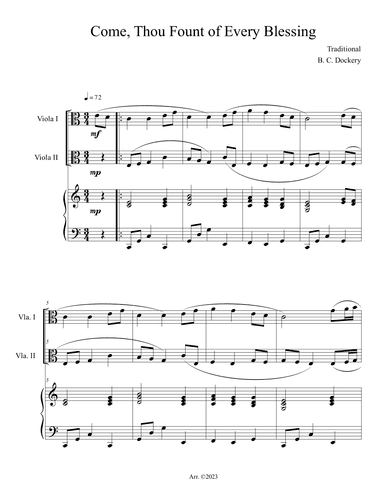 Come, Thou Fount of Every Blessing (Viola Duet with Piano Accompaniment) (arr. B. C. Dockery)