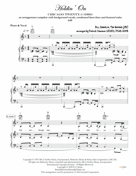 Holdin' On (arr. Patrick Sheehan)