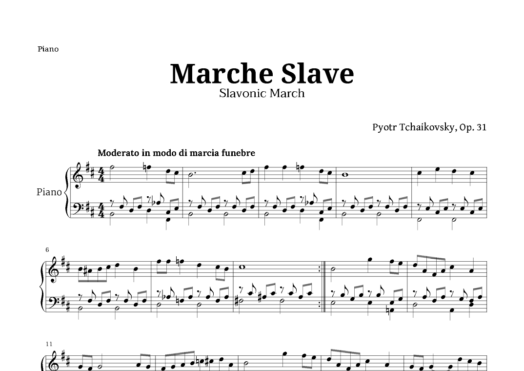 Marche Slave by Tchaikovsky for Piano (arr. Langanho)