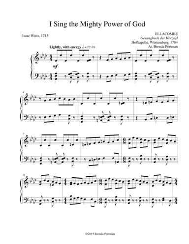 I Sing the Mighty Power of God (ELLACOMBE), Low/Medium Voice, arr. Brenda Portman (arr. Brenda Portman)
