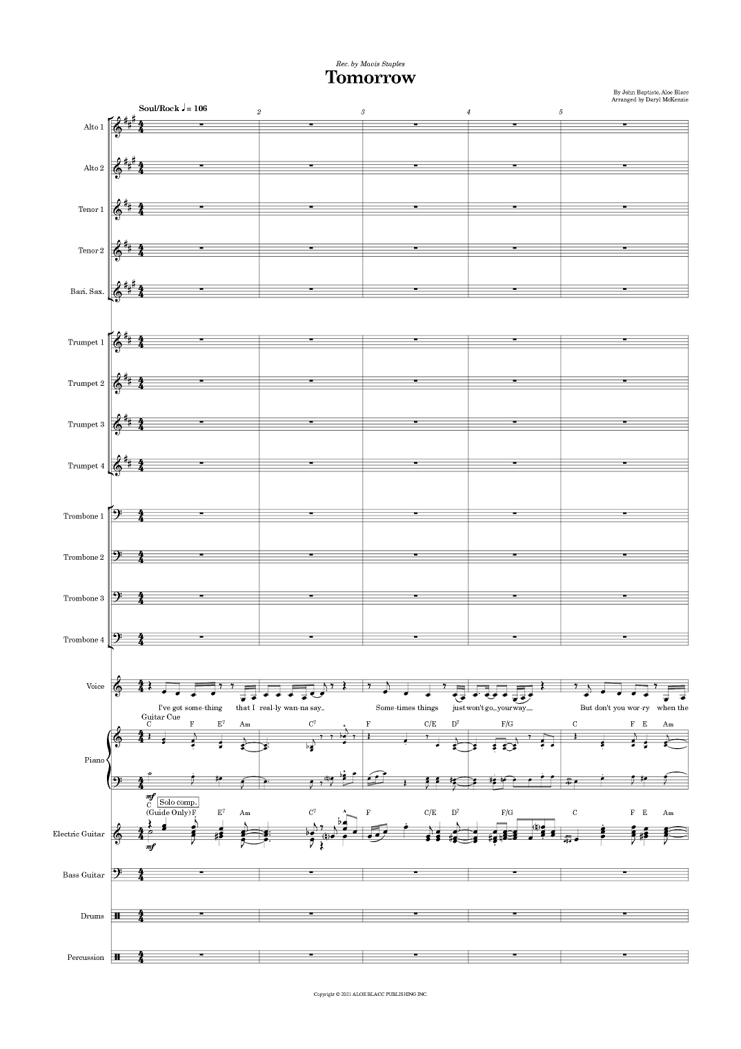 Tomorrow (arr. Daryl McKenzie)
