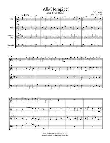 Alla Hornpipe from Water Music for wind quartet (C Major) (arr. K. Krantz)