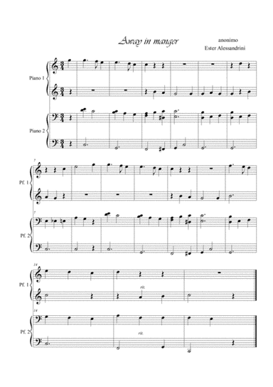 Away in a manger. Piano 4 hands (arr. Ester Alessandrini)