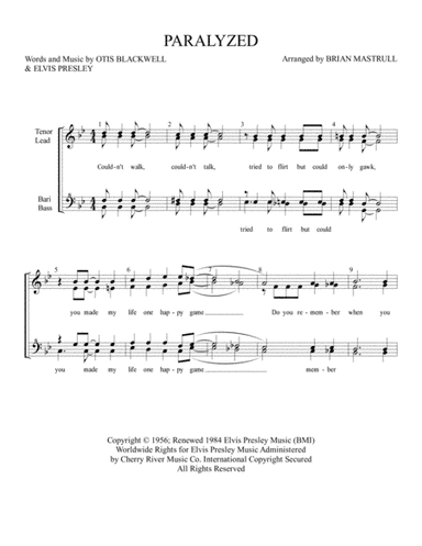 Paralyzed (arr. Mastrull Charts)